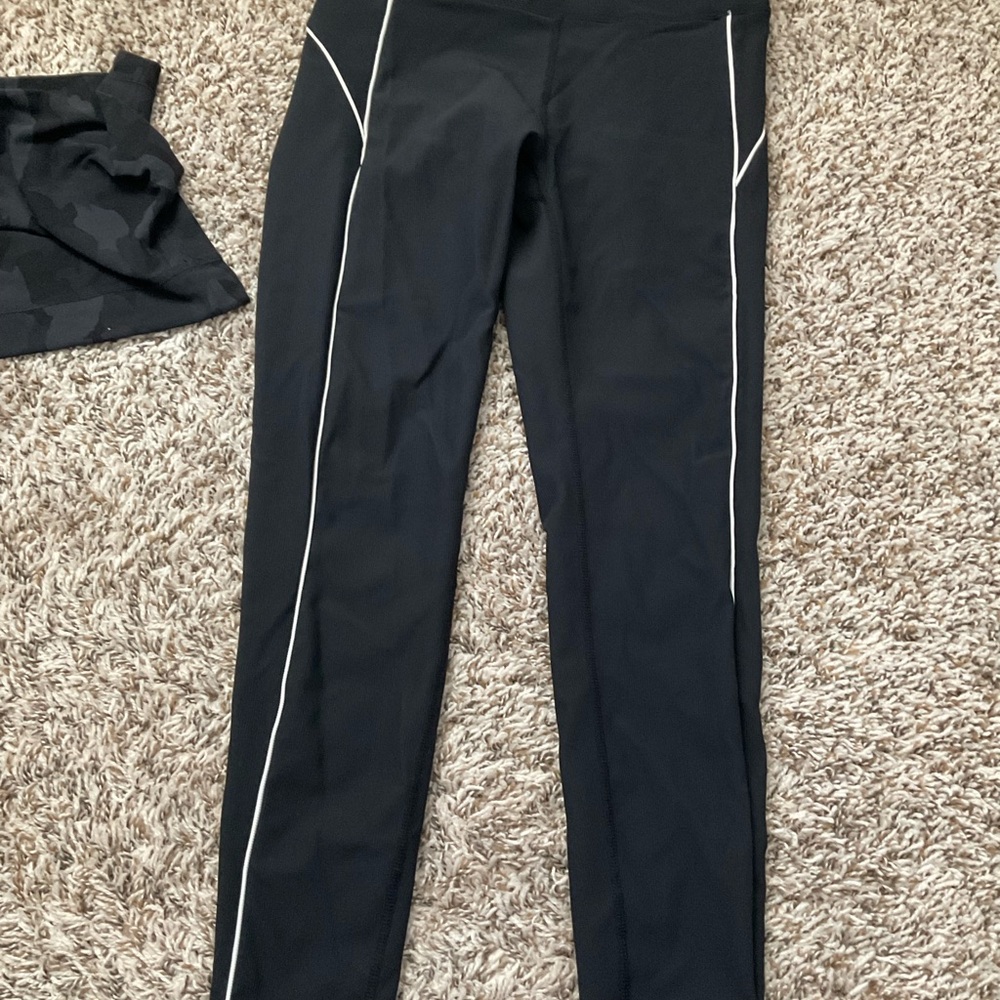 Black Athletic Leggings with White Accents